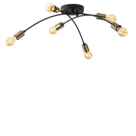 Plafonnier Luminaire en métal noir finition vintage 67 x 67 x 25 cm 6 lumières E27 40 W IP20