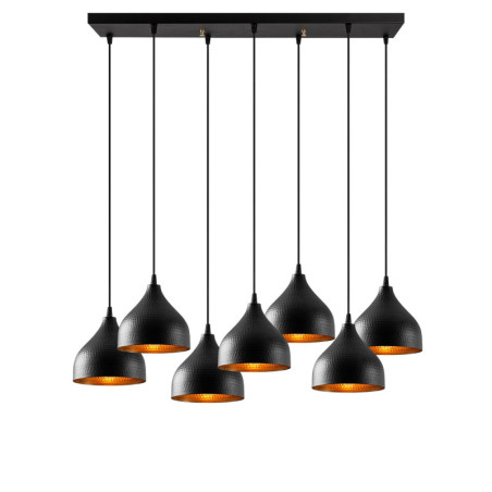 Suspension Luminaire en métal noir 88 x 40 cm hauteur 114 cm 7 lumières E27 40 W IP20