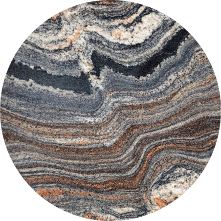 Tapis rond en polyester multicolore Ø160 cm poils 7 mm antidérapant lavable