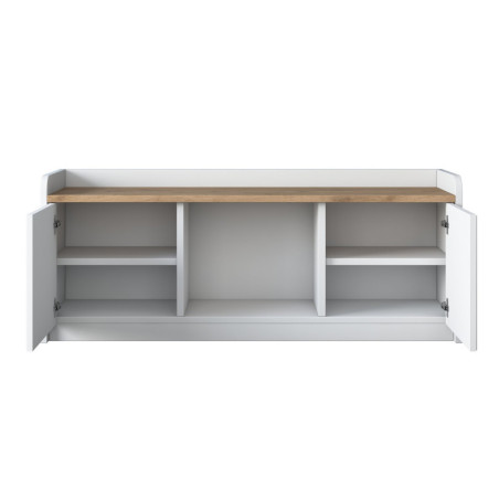 Meuble à chaussures Armoire à chaussures en bois MDF mélaminé blanc et noyer 120 x 40 x 45 cm