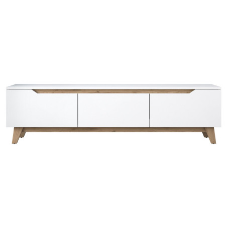 Meuble TV Banc TV en bois MDF mélaminé blanc et noyer 180 x 35 x 48,6 cm
