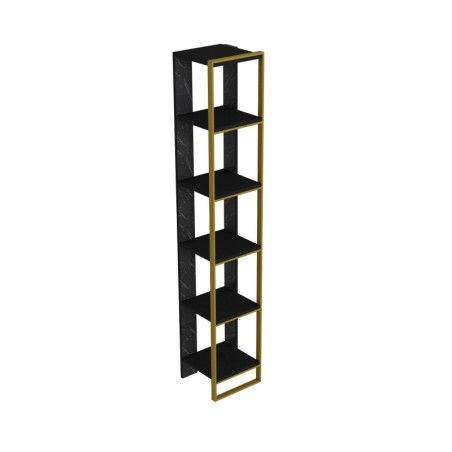 Bibliothèque Étagère en bois MDF mélaminé et métal doré noir 32,2 x 31,3 x 178,5 cm Baroque