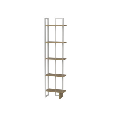 Bibliothèque Étagère en bois MDF mélaminé et métal chêne et blanc 45 x 22 x 180 cm
