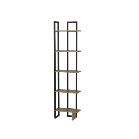 Bibliothèque Étagère en bois MDF mélaminé et métal chêne et noir 45 x 22 x 180 cm Industriel