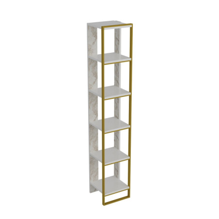 Bibliothèque Étagère lot de 2 en bois MDF mélaminé et métal doré blanc 32,2 x 31,3 x 178,5 cm Baroque
