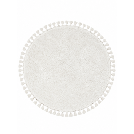 Tapis en polyester blanc - 120 × 120 cm - Épaisseur 1,5 cm - Antibactérien - Lavable en machine à 30 °C