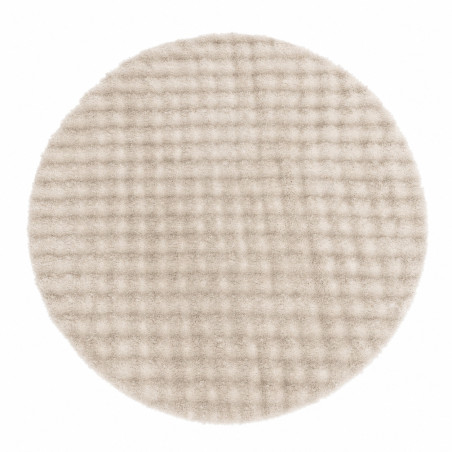 Tapis en polyester beige - 150 × 150 cm - Épaisseur 10 mm - Lavable en machine à 30 °C