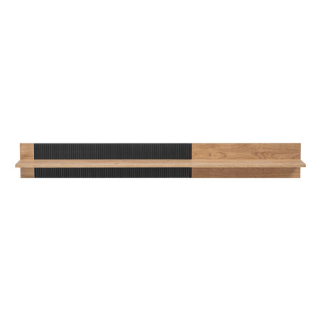 Étagère murale Aron - Bois MDF noir mat et chêne Ribbeck - 160 x 20 x 23 cm