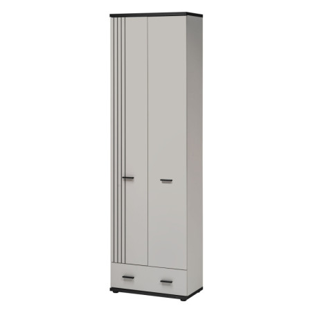 Armoire d'entrée Hugo - Bois MDF cachemire et noir - 60 x 203 x 32 cm