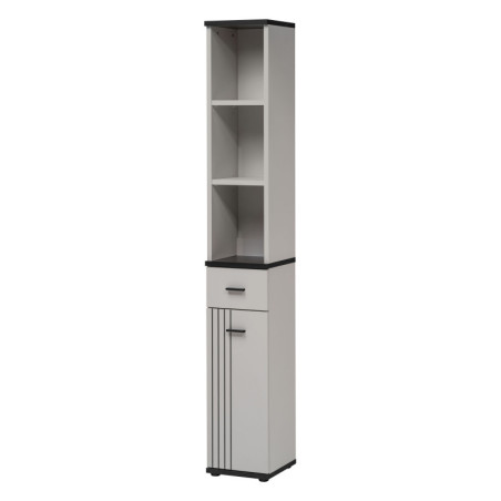 Colonne de rangement d'entrée Hugo - Bois MDF cachemire et noir - 30 x 203 x 32 cm