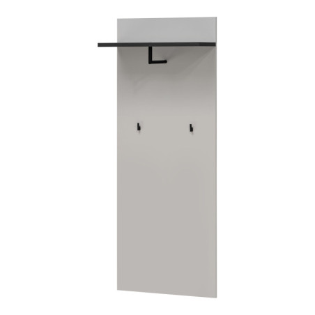 Panneau porte-manteau avec tablette Hugo - Bois MDF cachemire et noir - 60 x 157 x 28 cm