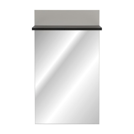 Miroir mural d'entrée avec tablette Hugo - Bois MDF cachemire et noir - 60 x 107 x 28 cm