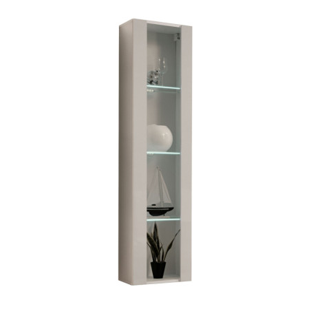 Vitrine murale Fly 41 avec éclairage LED - Bois MDF cachemire - 40 x 170 x 29 cm