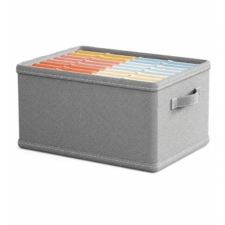 Panier de rangement en feutre polyester gris - L 45 × P 25 × H 20 cm