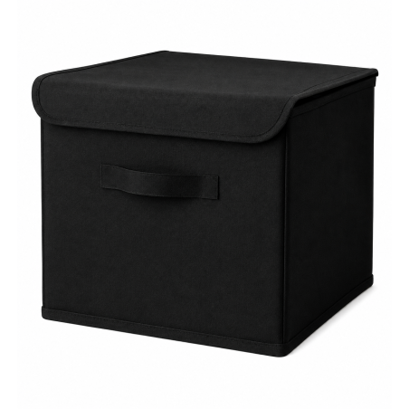 Boîte de rangement en polyester noir - L 30 × P 30 × H 30 cm