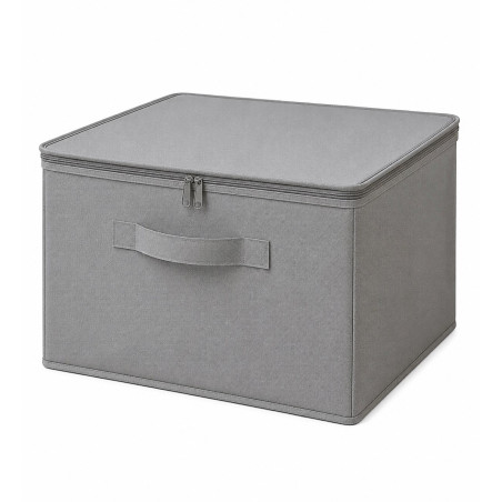 Boîte de rangement en textile non tissé gris - L 42 × P 35 × H 23 cm