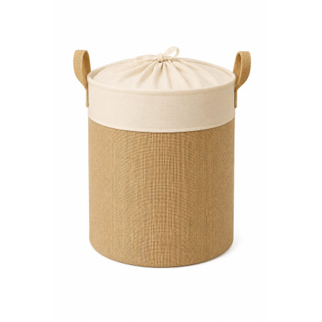 Panier de rangement en jute blanc et crème - L 37 × P 37 × H 37 cm