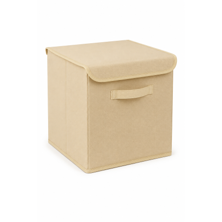 Panier de rangement en polyester crème - L 30 × P 30 × H 30 cm