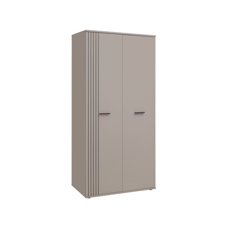 Armoire Sigma 2 portes - Bois MDF cachemire et décor noir - 90 x 191 x 55 cm