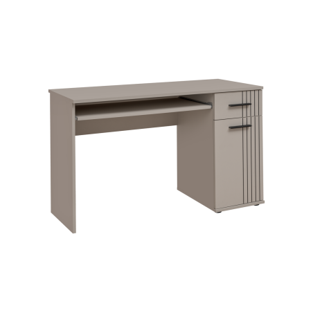 Bureau Sigma avec tiroir et rangement - Bois MDF cachemire et décor noir - 120 x 76 x 50 cm