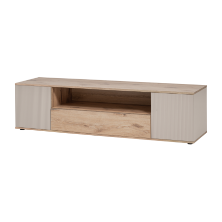 Meuble TV Catalina - Bois MDF cachemire et chêne Viking - 160 x 42 x 45 cm