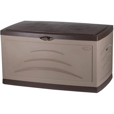 Malle de Jardin Maxi Serena - 500 L - Taupe - 121 x 76 x 67 cm - Roulettes et Serrure - Fabrication Française