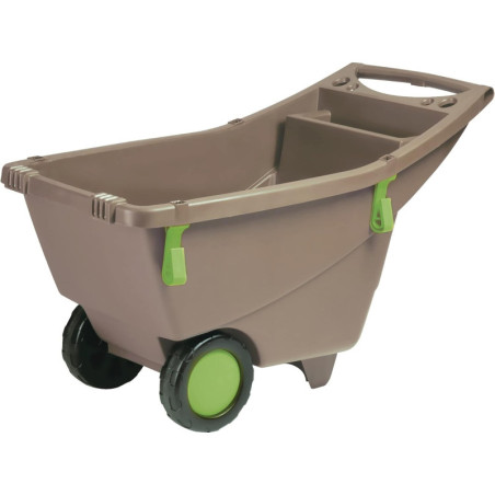 Brouette de Jardin - 140 L - Taupe et Vert Matcha - Bac Intégré et Porte-Outils - Fabrication Française