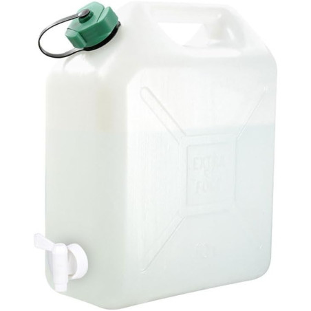 Jerrican Alimentaire - 20 L - Naturel - 39 x 17 x 44 cm - Bouchon et Robinet - Fabrication Française