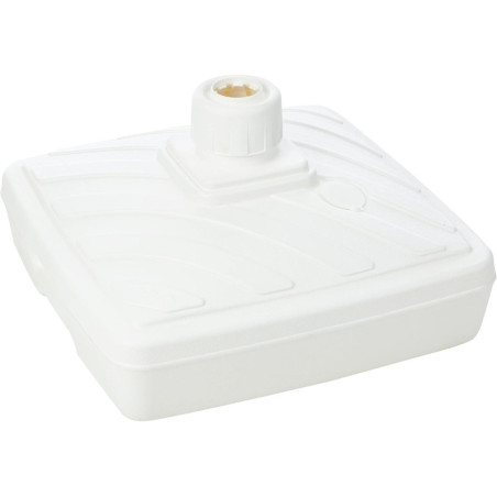 Pied de Parasol Carré - 40 L - Blanc - 56,5 x 56,5 x 31,5 cm - Sur Rouleaux - Fabrication Française