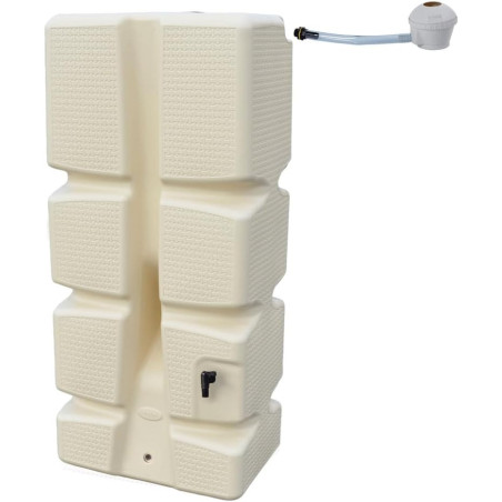 Récupérateur d'Eau - 310 L - Beige - 60 x 40 x 138 cm - Kit Collecteur et Trappe - Fabrication Française