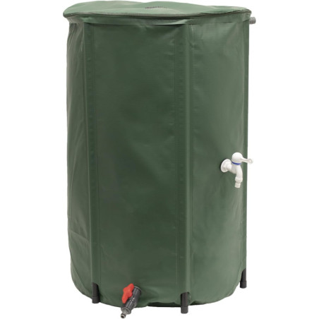 Récupérateur d'Eau Souple - 250 L - Vert Canada - Diam 60 x H 88 cm - Pliable - Fabrication Française