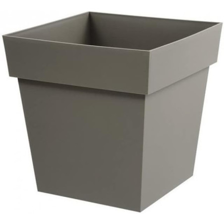 Pot Carré Toscane - Taupe - 39 x 39 x 39 cm - 38 L - Garantie 7 Ans - Fabrication Française
