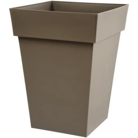 Pot Mi-Haut Carré Toscane - Taupe - 39 x 39 x 53 cm - 51 L - Garantie 7 Ans - Fabrication Française