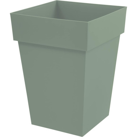 Pot Mi-Haut Carré Toscane - Vert Laurier - 39 x 39 x 53 cm - 51 L - Garantie 7 Ans - Fabrication Française