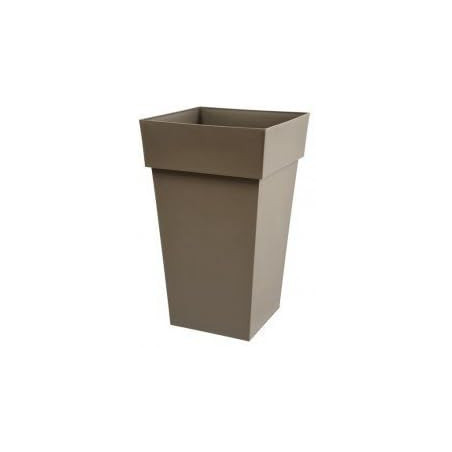 Pot Haut Carré Toscane - Taupe - 39 x 39 x 65 cm - 62 L - Garantie 7 Ans - Fabrication Française