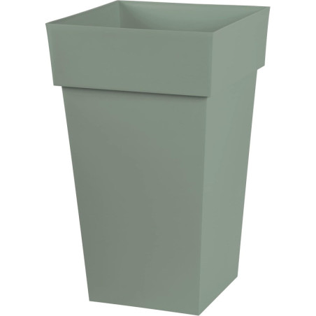 Pot Haut Carré Toscane - Vert Laurier - 39 x 39 x 65 cm - 62 L - Garantie 7 Ans - Fabrication Française