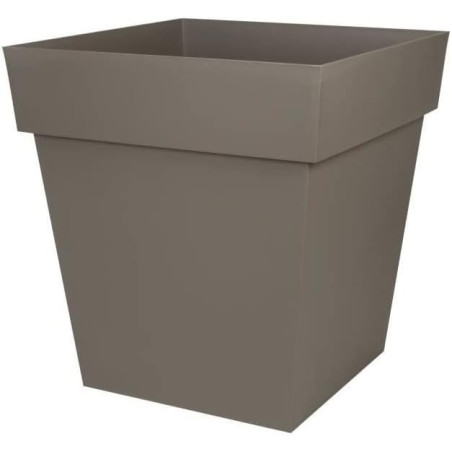 Pot Carré Toscane 50 - Taupe - 49,5 x 49,5 x 52,5 cm - 87 L - Garantie 7 Ans - Fabrication Française