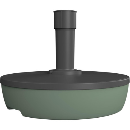 Pied de Parasol Rond - 20 L - Gris Foncé et Vert Laurier - Diam 49,5 cm - Mât 3,2 à 5 cm - Fabrication Française