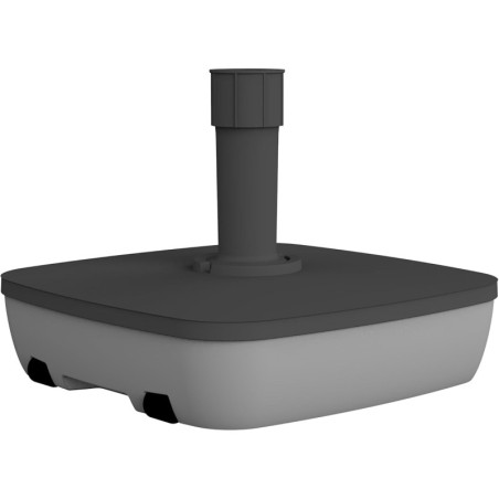 Pied de Parasol Carré - 25 L - Gris Foncé et Béton - 49,5 x 49,5 cm - Rouleaux - Fabrication Française