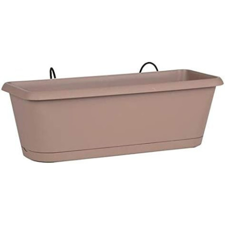Jardinière Chorus - Taupe - 48,8 x 18,8 x 16,1 cm - 9,4 L - Plateau Clipsé - Fabrication Française