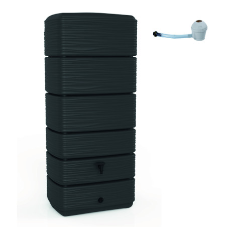 Récupérateur d'Eau - 300 L - Gris Anthracite - 60 x 40 x 137 cm - Kit Collecteur - Fabrication Française
