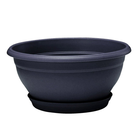 Coupe Lotus - Gris Anthracite - Diam 35 x H 17,5 cm - 8,4 L - Soucoupe Clipsée - Fabrication Française