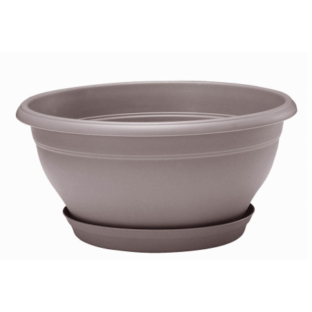 Coupe Lotus - Taupe - Diam 35 x H 17,5 cm - 8,4 L - Soucoupe Clipsée - Fabrication Française