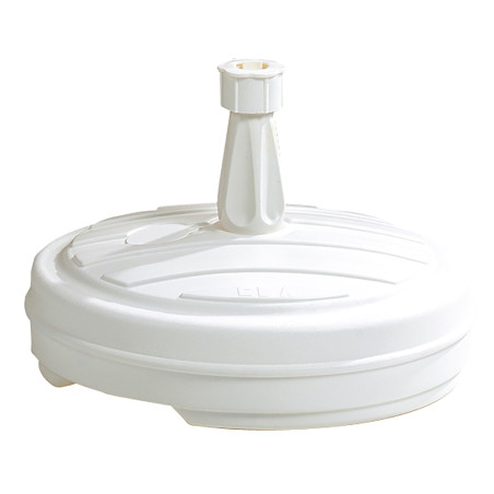 Pied de Parasol Rond - 13 L - Blanc - Diam 43 x H 28 cm - Eau 13 kg ou Sable 18 kg - Fabrication Française