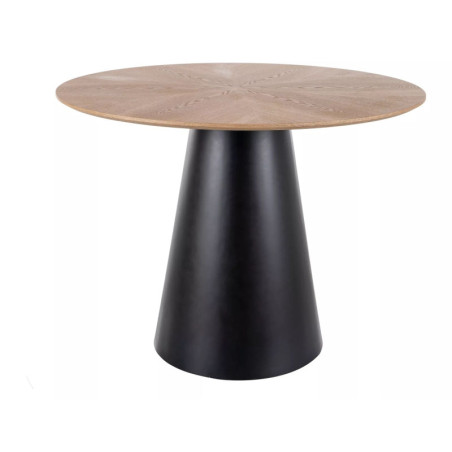 Table en bois - Gamme Angel - D 100 cm - Chêne - Piètement noir mat