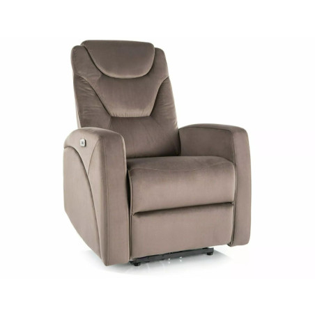 Fauteuil relax électrique en velours - Gamme Kronos - Beige cappuccino