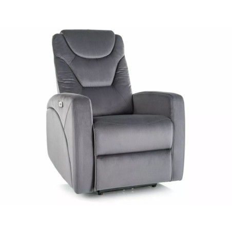 Fauteuil relax manuel en velours - Gamme Kronos - Gris