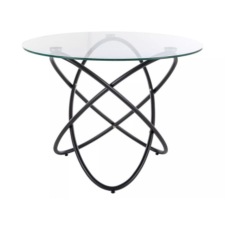 Table en verre - Gamme Orbit - D 100 cm - Transparent - Piètement noir