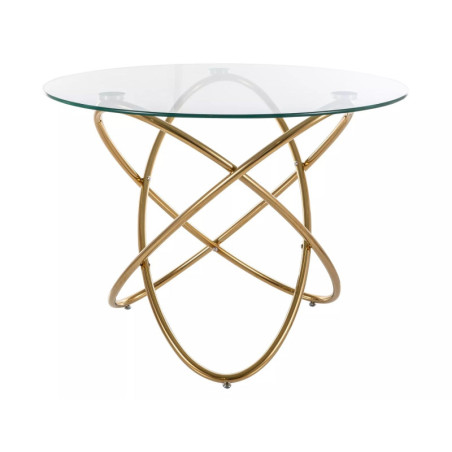 Table en verre - Gamme Orbit - D 100 cm - Transparent - Piètement doré