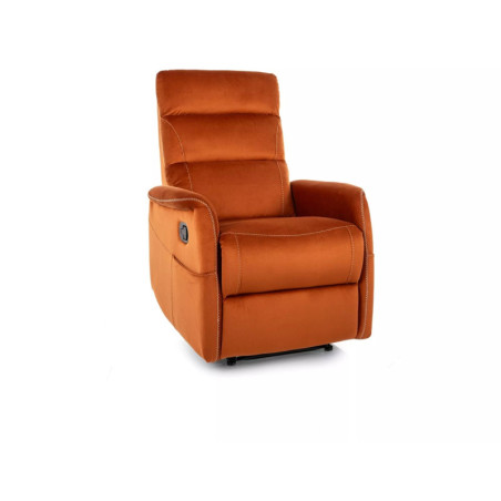 Fauteuil relax manuel en velours - Gamme Solon M - Terracotta